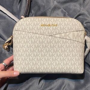 Michael Kors Cream Crossbody Bag with Gold Accents